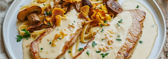 Maison Delval - Recettes - Escalope de veau à la crème et champignons des bois