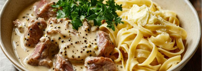 Maison Delval - Recettes - Lapin à la moutarde et crème, tagliatelles fraîches