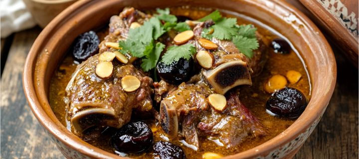 Maison Delval - Recettes - Tajine de collier d'agneau aux pruneaux et amandes