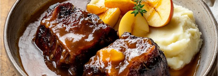 Maison Delval - Recettes - Joue de porc braisée au cidre et pommes fondantes