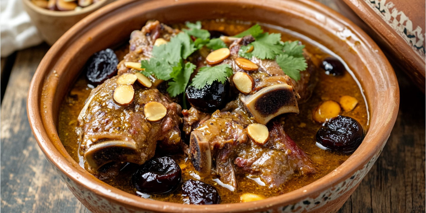 Maison Delval - Recettes - Tajine de collier d'agneau aux pruneaux et amandes