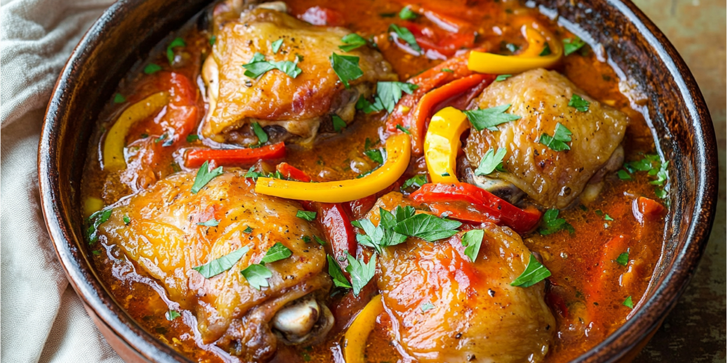 Maison Delval - Recettes - Poulet basquaise, poivrons confits
