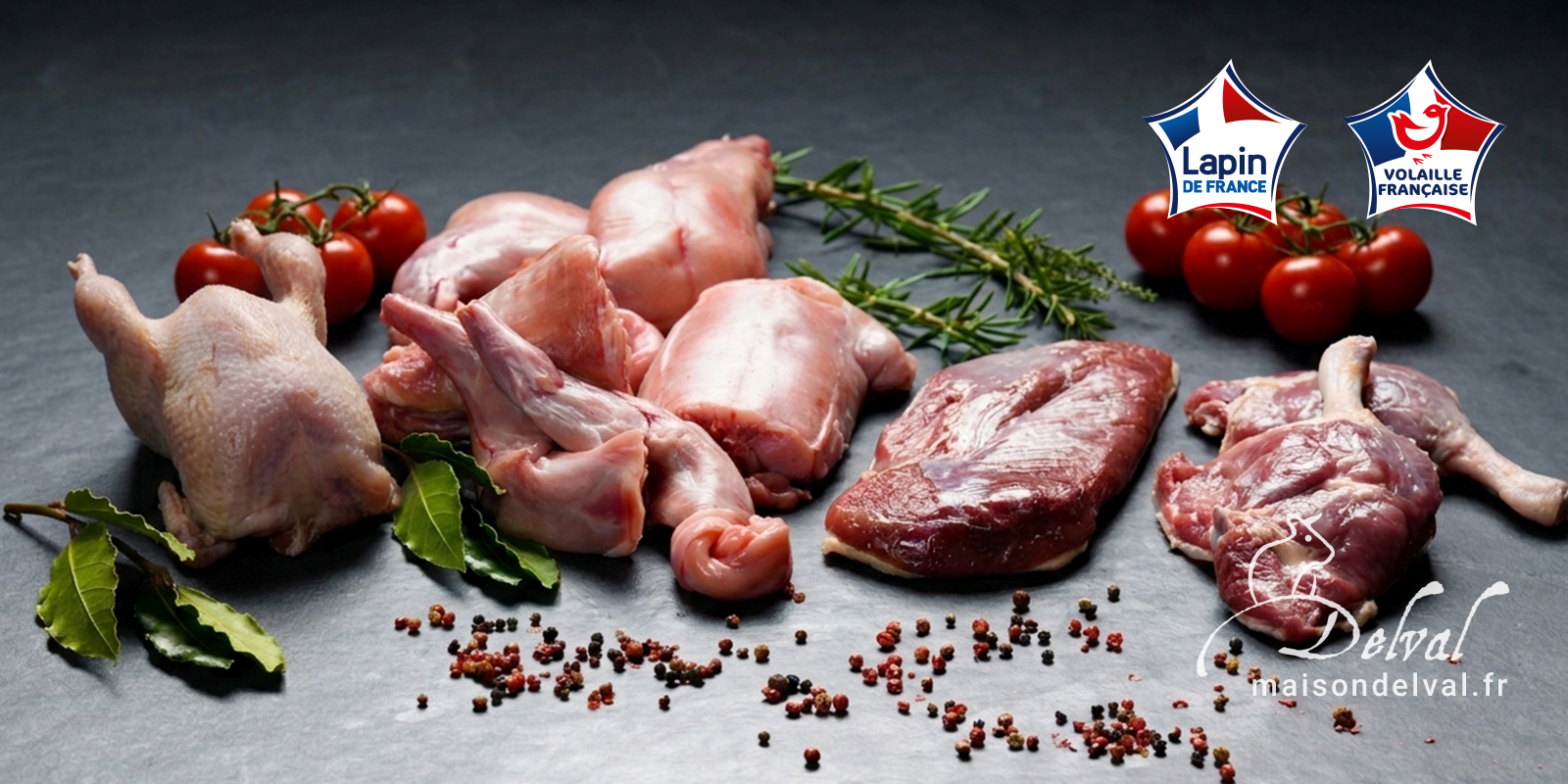 Maison Delval - Boucherie-Charcuterie en ligne - Sélection de viandes de canard, de caille et de lapin traditionnelles