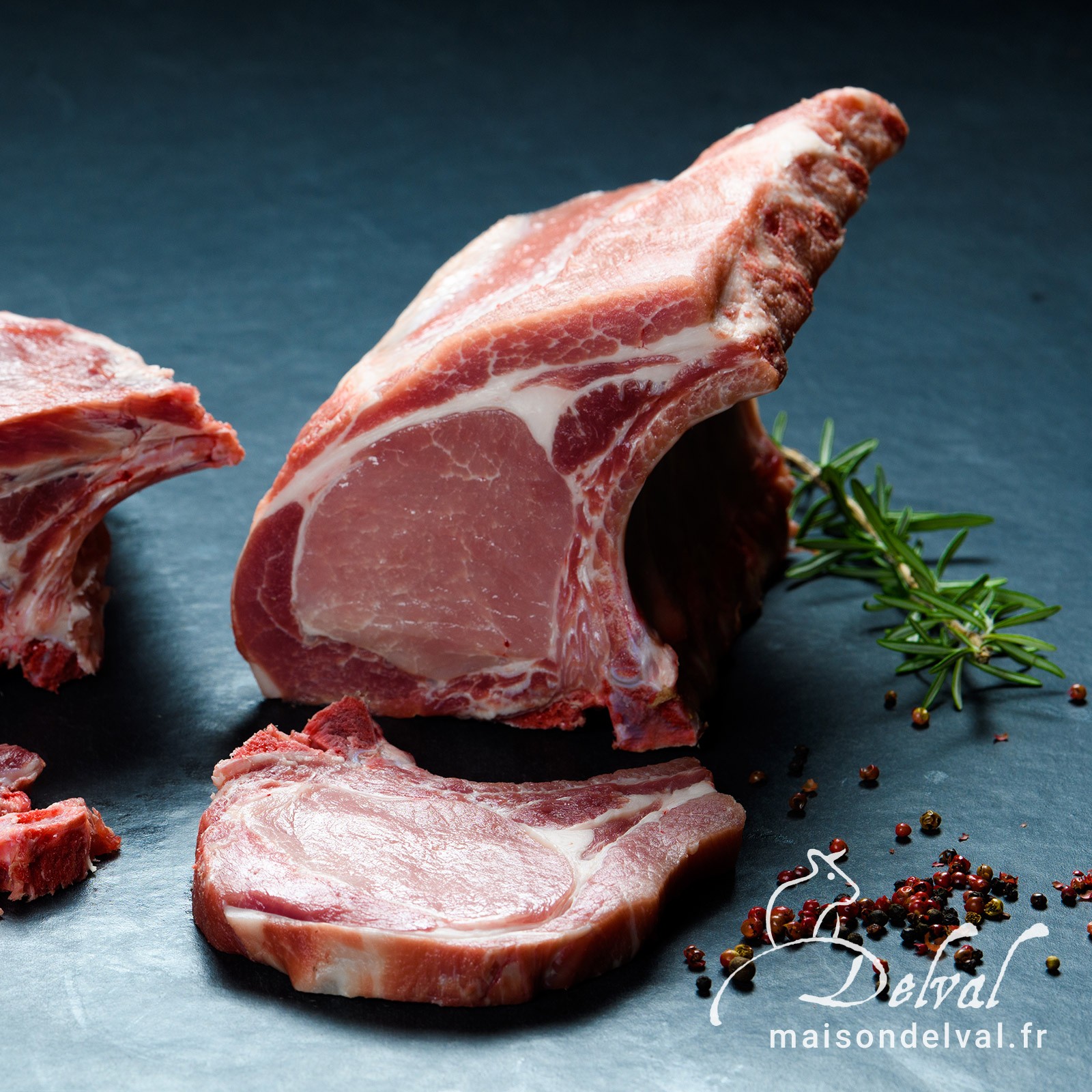 Maison Delval - Côte de porc Bleu Blanc Cœur échine ou seconde