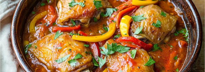 Maison Delval - Recettes - Poulet basquaise, poivrons confits