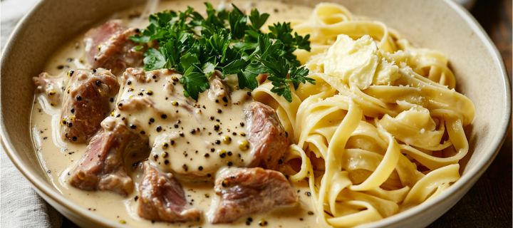 Maison Delval - Recettes - Lapin à la moutarde et crème, tagliatelles fraîches