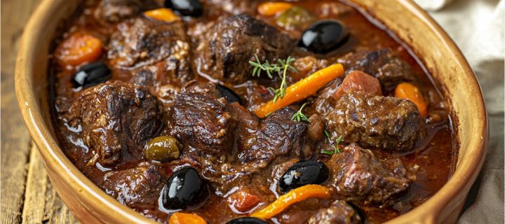 Maison Delval - Recettes - Daube provençale de jumeau aux olives et à l'orange