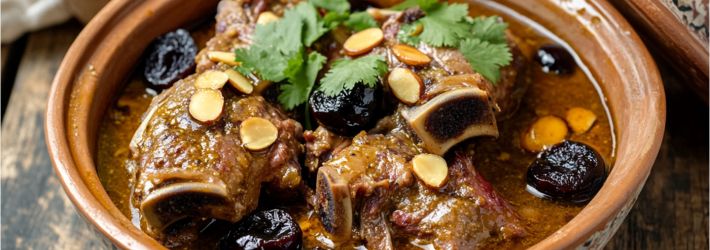 Maison Delval - Recettes - Tajine de collier d'agneau aux pruneaux et amandes