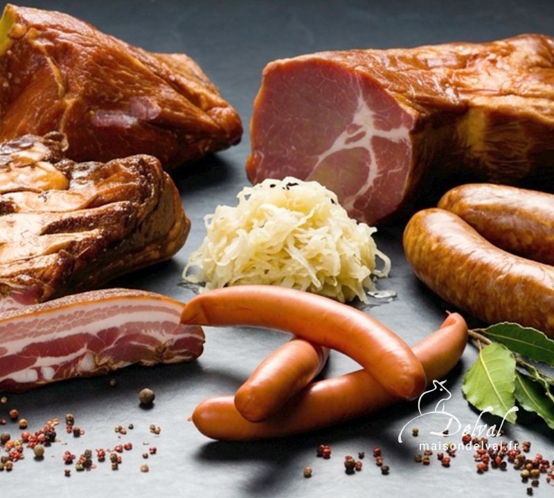 Maison Delval - Boucherie-Charcuterie en ligne - Ingrédients et spécialités fumées pour choucroute