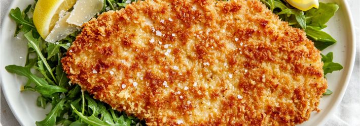 Maison Delval - Recettes - Escalope de dinde panée, salade de roquette et parmesan
